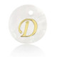 Schelp hanger 15mm letter D Gold-white